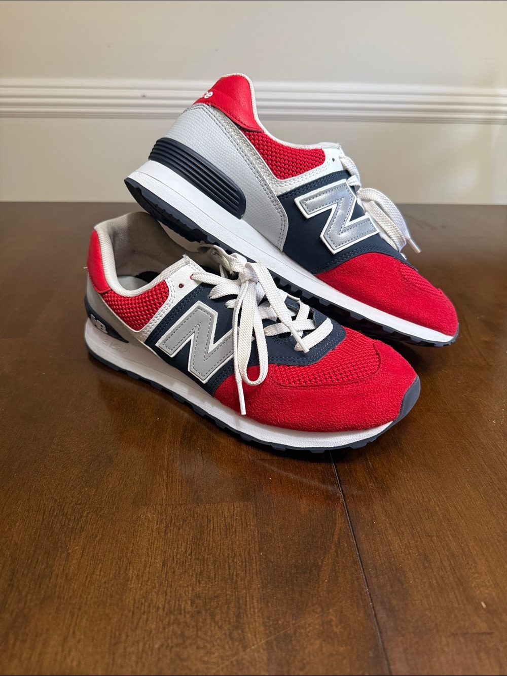 New Balance Red Navy White Casual Runner Sneakers